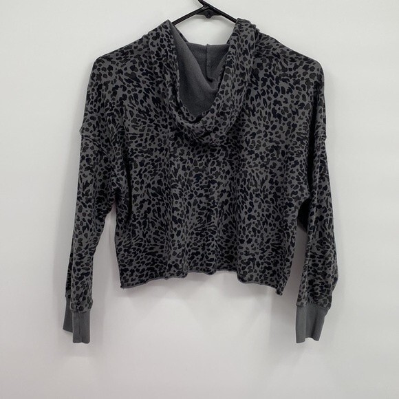 Old Navy Girls Cropped Hoodie Sweatshirt Vintage Raw Gray Oyster L 10-12 crop - Picture 6 of 6